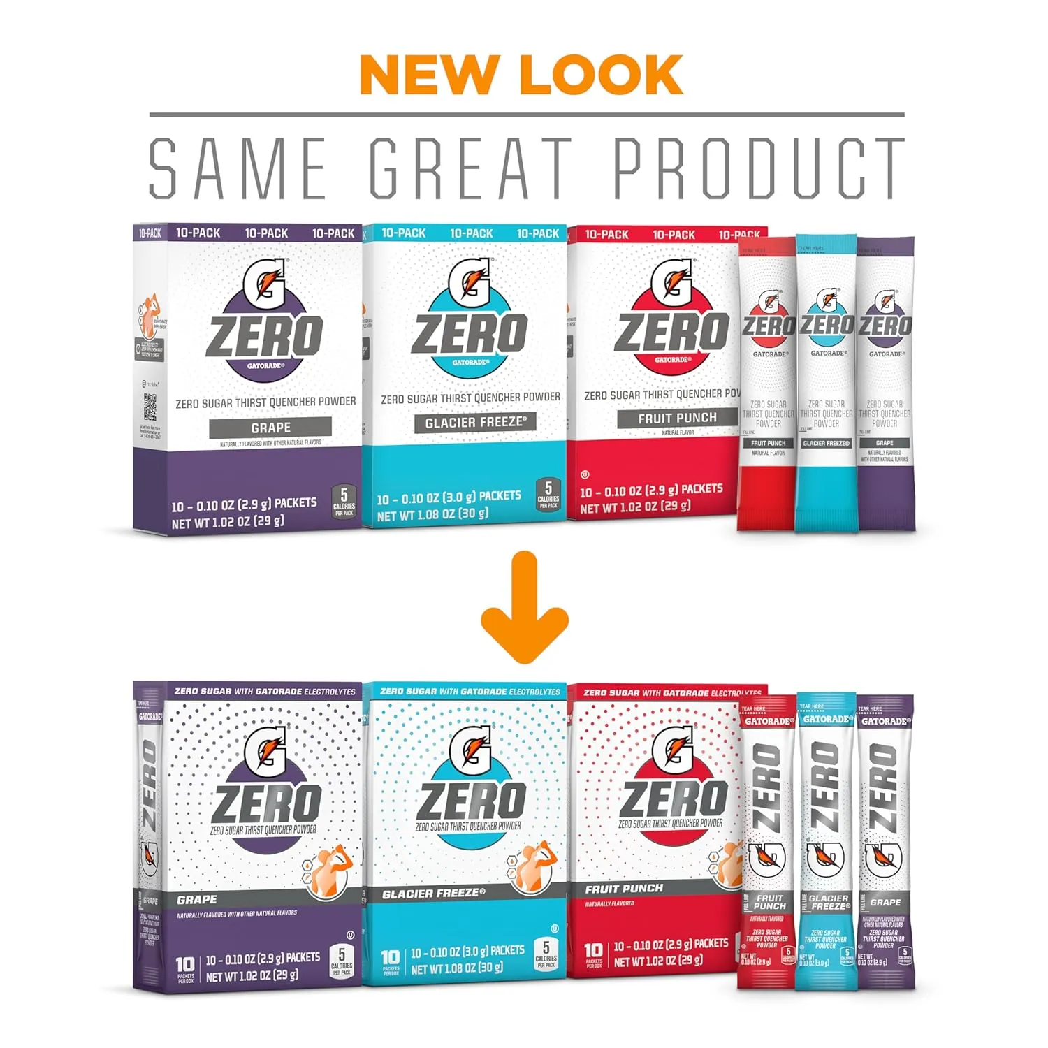 Gatorade G Zero Powder, Fruit Punch Variety Pack, 0.10oz Individual Packets - 10 Count (Pack of 5)