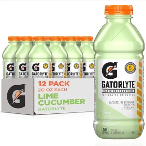 Gatorade Rapid Rehydration Electrolyte Beverage, Lime Cucumber, 20oz Bottles (12 Pack)