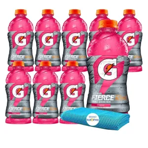 Gatorade Strawberry Thirst Quencher Electrolyte Enhanced Sports Drink 28 fl oz Plastic Bottle 9 Pack   1 Microfiber Cooling Towel by KOOL8SHOP Infinite Deals