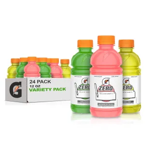 Gatorade Zero Kids Variety Pack, (Apple, Watermelon, Lemon Lime), 12 Fl Oz (Pack of 24)