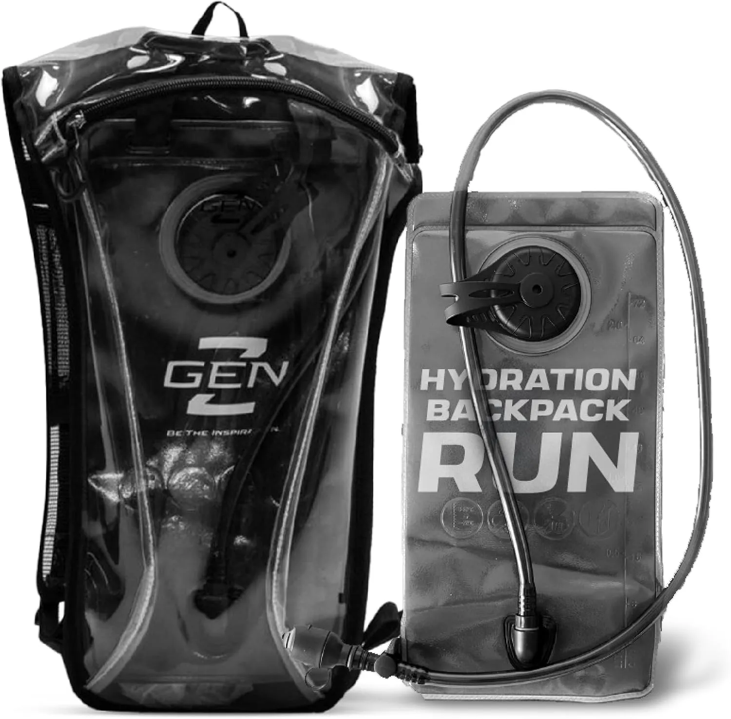 GenZ Outdoor Clear/Transparent Hydration Pack | Rave Hydration Pack, Festival Water Bag, Hydropack Rave, Anti Theft