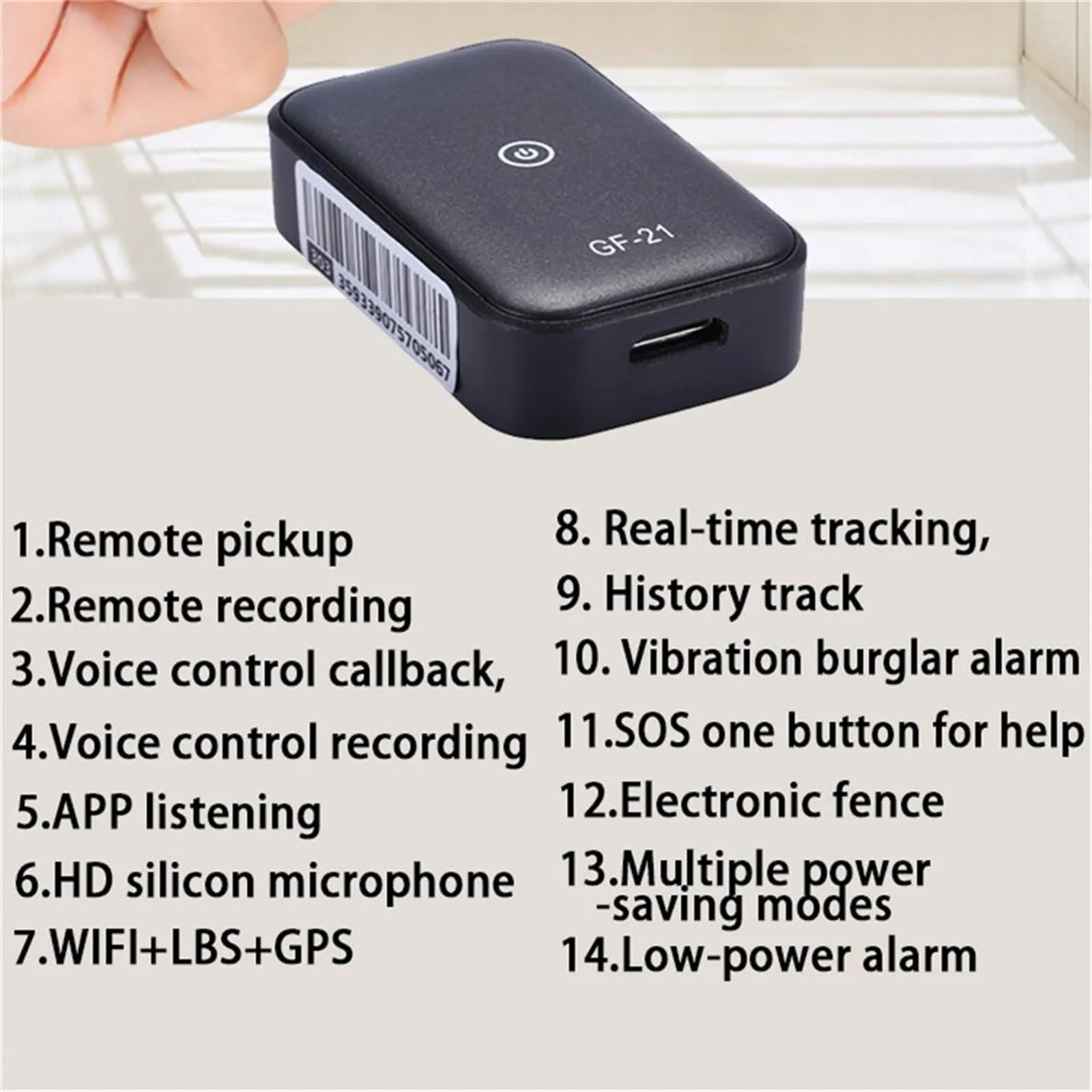 GF21 Mini GPS Car Tracker App Anti-Lost Device Voice Control Recording Locator Car Vehicle GPS Tracker High-definition Microphone WIFI LBS GPS