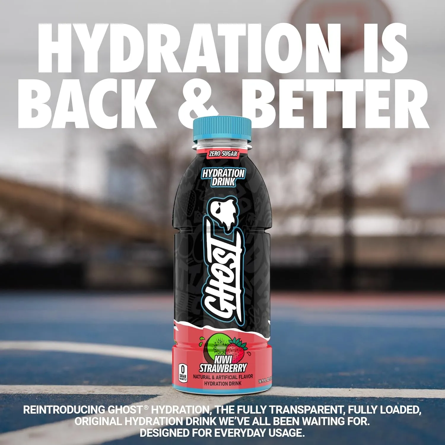 GHOST Hydration Drink, Kiwi Strawberry- RTD Sports Drink with Electrolytes, Natural Vitamins & Minerals - All Day Lifestyle Hydration Beverage - Zero Caffeine & Zero Sugars - 16.9 Fl Oz, 12 Pack