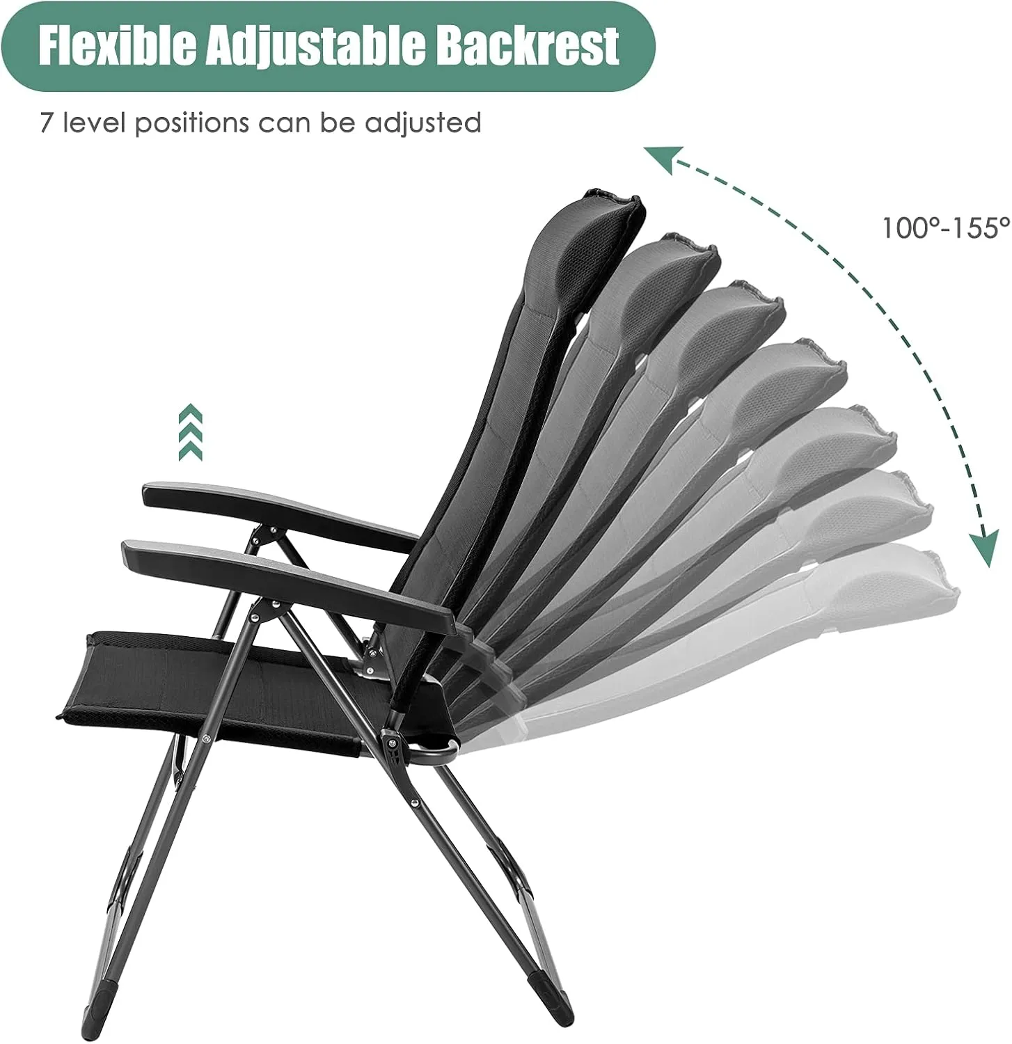 Giantex Set of 2 Patio Dining Chairs, Folding Patio Chairs, Outdoor Lawn Chairs with Adjustable Backrest and Headrest, Sling Camping Chairs, Portable Armchair for Porch Poolside Garden Backyard