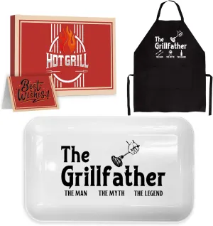 Gifts for Dad Fathers Day, Dad Grilling Gift from Daughter, Grillfather Barbecue Serving Tray Plate Dishes, Dad Birthday Gift for Salads Desserts Charcuterie Outdoor Indoor Cooking Father's Day