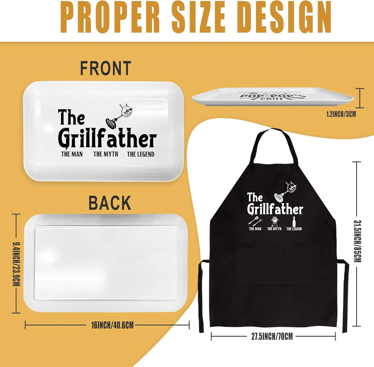 Gifts for Dad Fathers Day, Dad Grilling Gift from Daughter, Grillfather Barbecue Serving Tray Plate Dishes, Dad Birthday Gift for Salads Desserts Charcuterie Outdoor Indoor Cooking Father's Day