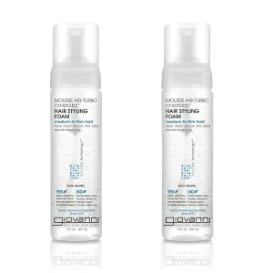GIOVANNI Mousse Air-Turbo Charged, Hair Styling Foam - Lightweight for Natural Curls, Medium to Firm Hold, Add Texture & Shine, Curly Hair Products, No Parabens, Color Safe - 7 Fl Oz (Pack of 2)