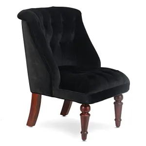 GLOBALLY INDIAN- Ludovic Accent Chair  in Royal Black Suede Velvet