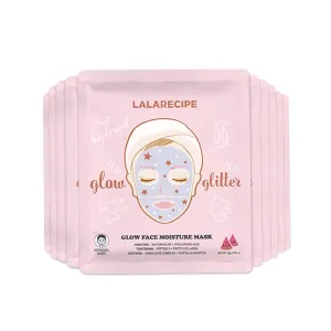 Glow Face Moisture Mask – Hydrating & Cooling Hydrogel Facial with 8-Hyaluronic Acid, Watermelon & Peptides – Vegan Korean Skincare for Radiant Skin (Pack of 10)