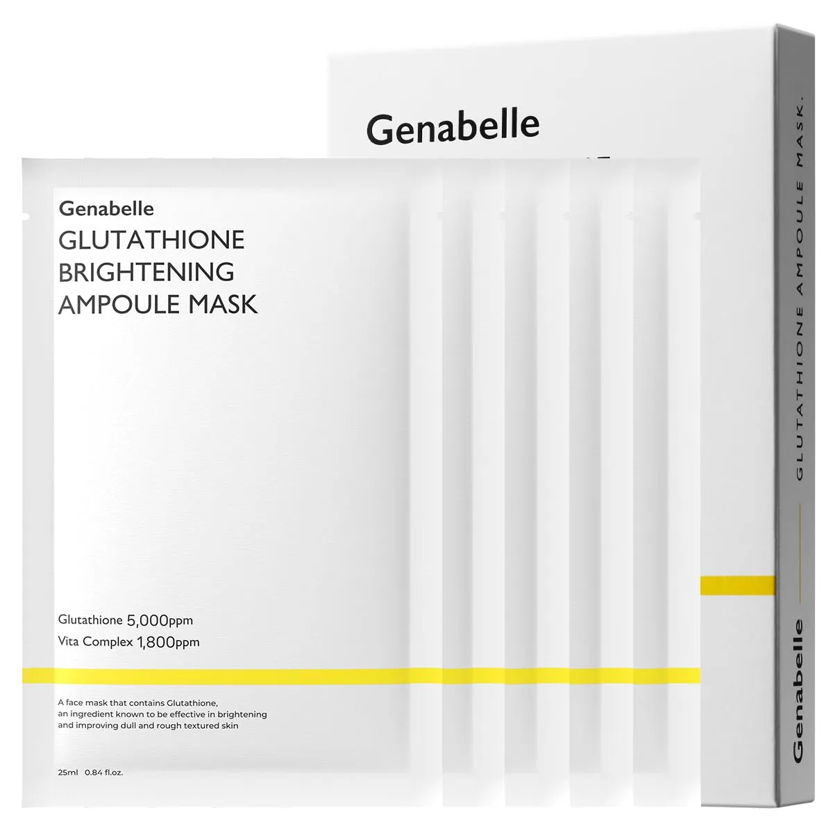 Glutathione Radiance Ampoule Mask - Lightweight, Intensive Radiance-Boosting Mask Sheet 5pcs