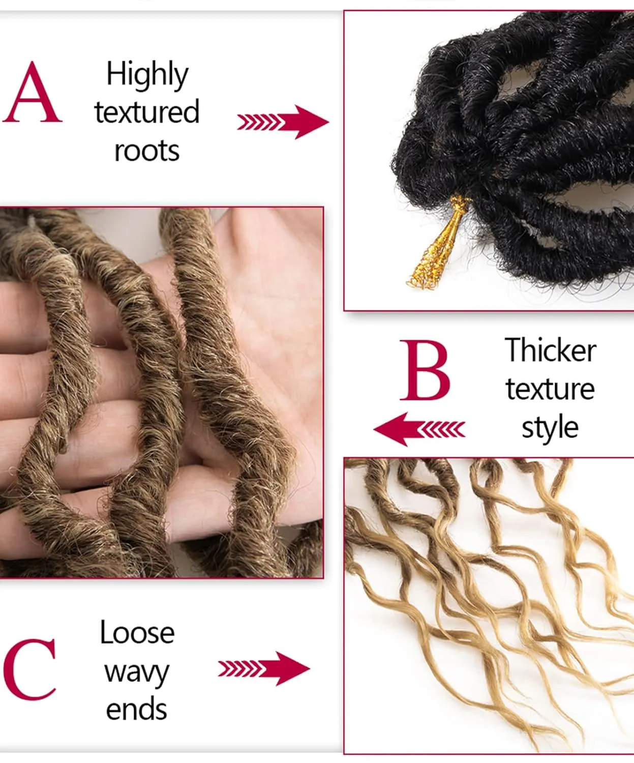 Goddess Locs Crochet Hair 6Packs 24Inch Pre-looped Crochet locs,Soft Locs with Curly Ends Dreadlocks Wavy Faux Crochet Locs Synthetic Crochet Braids Hair Extensions 72locs(24'', 1B/30/27)