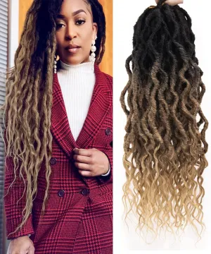 Goddess Locs Crochet Hair 6Packs 24Inch Pre-looped Crochet locs,Soft Locs with Curly Ends Dreadlocks Wavy Faux Crochet Locs Synthetic Crochet Braids Hair Extensions 72locs(24'', 1B/30/27)