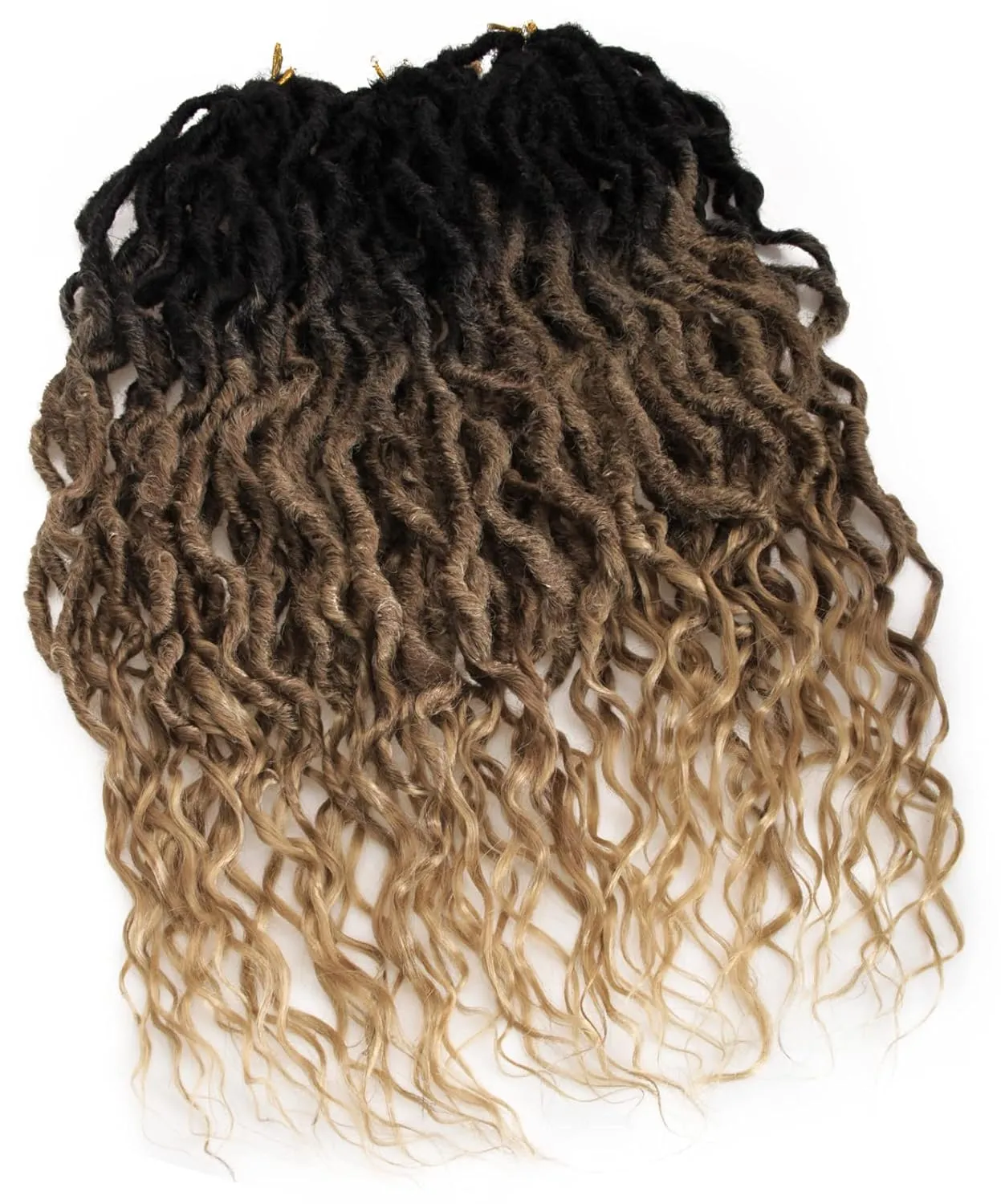 Goddess Locs Crochet Hair 6Packs 24Inch Pre-looped Crochet locs,Soft Locs with Curly Ends Dreadlocks Wavy Faux Crochet Locs Synthetic Crochet Braids Hair Extensions 72locs(24'', 1B/30/27)