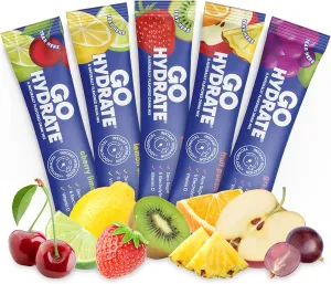 GoHydrate Instant Hydration Powder Packets - Low Sodium Electrolytes Drink Mix - Natural Hydration Support, Sugar Free Electrolyte Flavored Powder Drink with Vitamin D, 30 Packs, Variety Pack