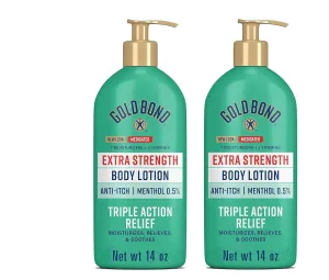 Gold Bond Medicated Body Lotion Extra Strength, Aloe Vera, 14 Ounce (Pack of 2)