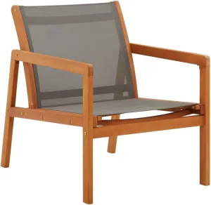Gray Patio Lounge Chair Solid Eucalyptus Wood with Textilene Fabric for Outdoor Garden Deck Poolside