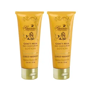 Grecian Premium Organic Goat Milk Lotion 2-Pack Coco Mango Scent - Nourishing Face, Hand & Body Cream for Women, Luxurious, Nourishing, and Hydrating
