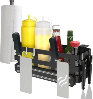 Griddle Caddy for Blackstone Griddles Prep Cart, Space Saving Grill Accessories Storage Caddy, BBQ Accessories Holder for Blackstone 28”-36” Grill with a Magnetic Tool Holder Paper Towel Holder