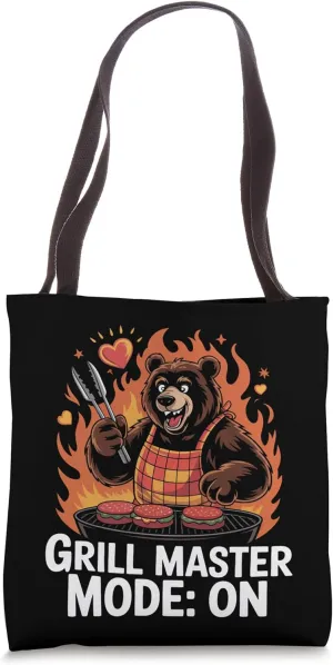 Grill Master Mode ON Funny BBQ Bear Dad Tote Bag