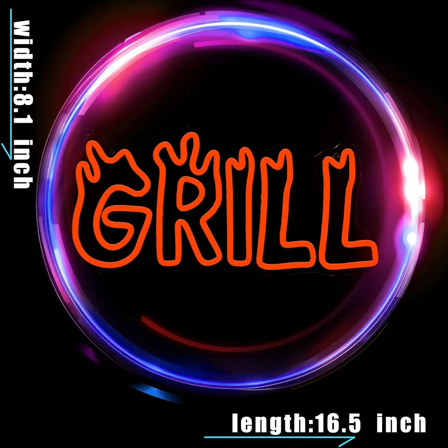 Grill Neon Sign - LED Neon Light Sign for Wall Decor, Perfect for Grill - Themed Decorations
