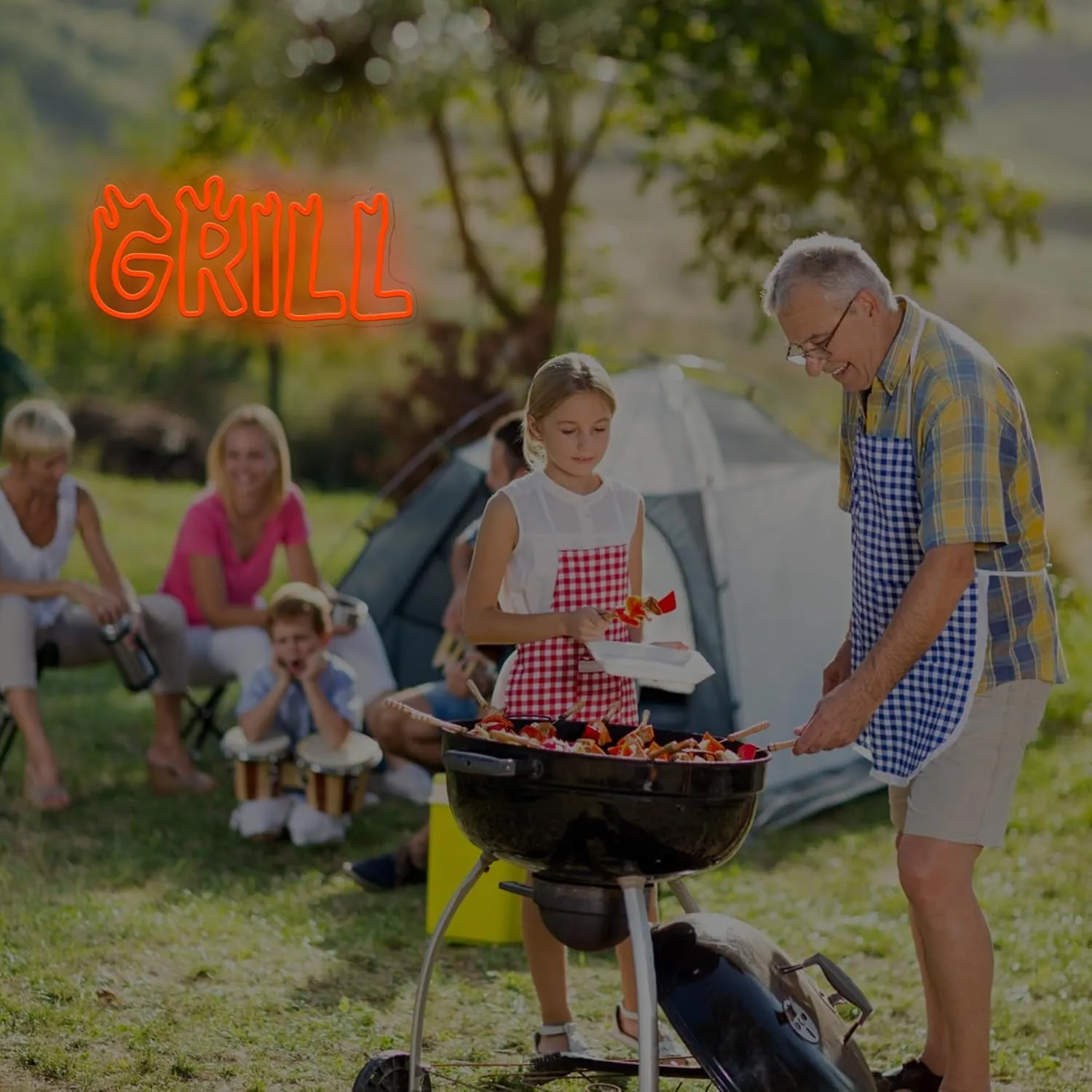 Grill Neon Sign - LED Neon Light Sign for Wall Decor, Perfect for Grill - Themed Decorations