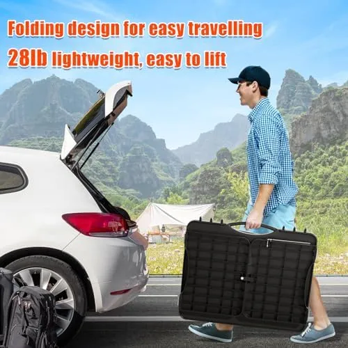 Grill Table Stand for Ninja Woodfire OG701 OG850 OG951 Outdoor Grill, Pizza Oven Table Stand for Onni 12, Foldable Grill Table for Blackstone, Cuisinart, with Air Vent, Adjustable Height