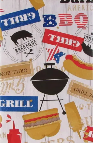 Grill Zone BBQ Vinyl Flannel Back Tablecloth (52" x 52" Square)