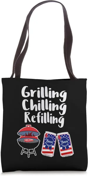 Grilling Chilling Refilling Cute Summer Grilling Tote Bag