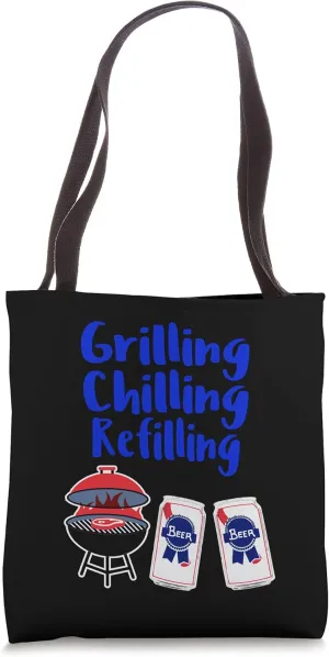 Grilling Chilling Refilling Cute Summer Grilling Tote Bag