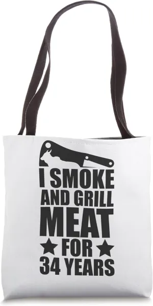 Grilling Enthusiastic - 34th Birthday - Smoke & Grill Meat Tote Bag