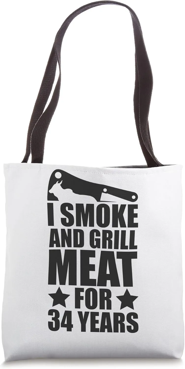 Grilling Enthusiastic - 34th Birthday - Smoke & Grill Meat Tote Bag