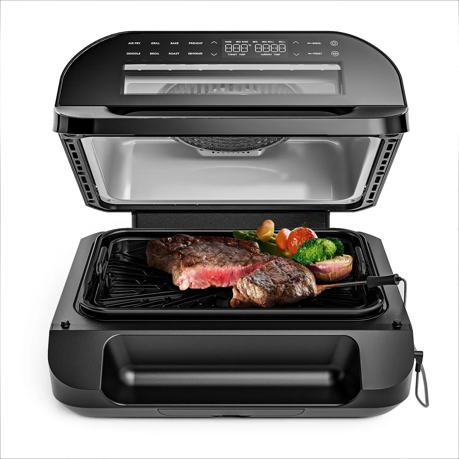 Grimmen Air Fryer Grill | All In One Multifunctional Barbeque Grill | Adjustable Temperature & Timer With Grill & Griddle | Dishwasher Able Frying Basket
