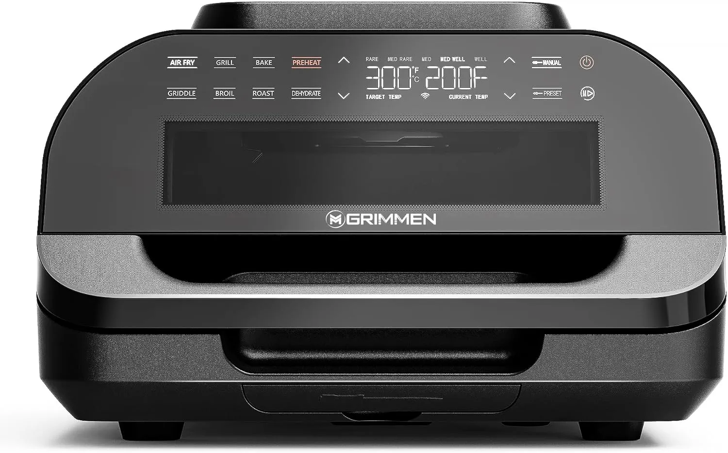 Grimmen Air Fryer Grill | All In One Multifunctional Barbeque Grill | Adjustable Temperature & Timer With Grill & Griddle | Dishwasher Able Frying Basket