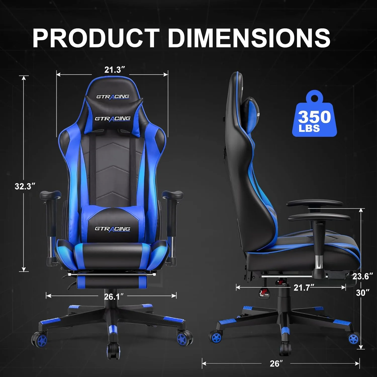 GTRACING Gaming Chair with Footrest, High Back Computer Chair Ergonomic Game Desk Chair Racing Executive Adjustable Swivel Rocker with Headrest and Lumbar Support