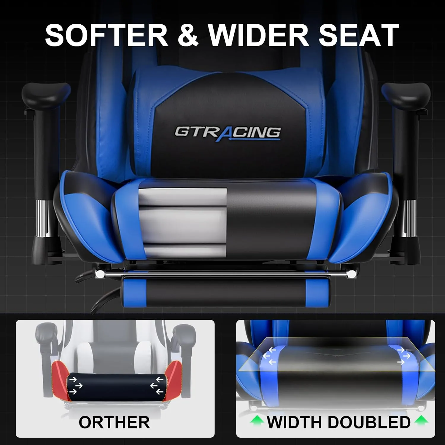 GTRACING Gaming Chair with Footrest, High Back Computer Chair Ergonomic Game Desk Chair Racing Executive Adjustable Swivel Rocker with Headrest and Lumbar Support
