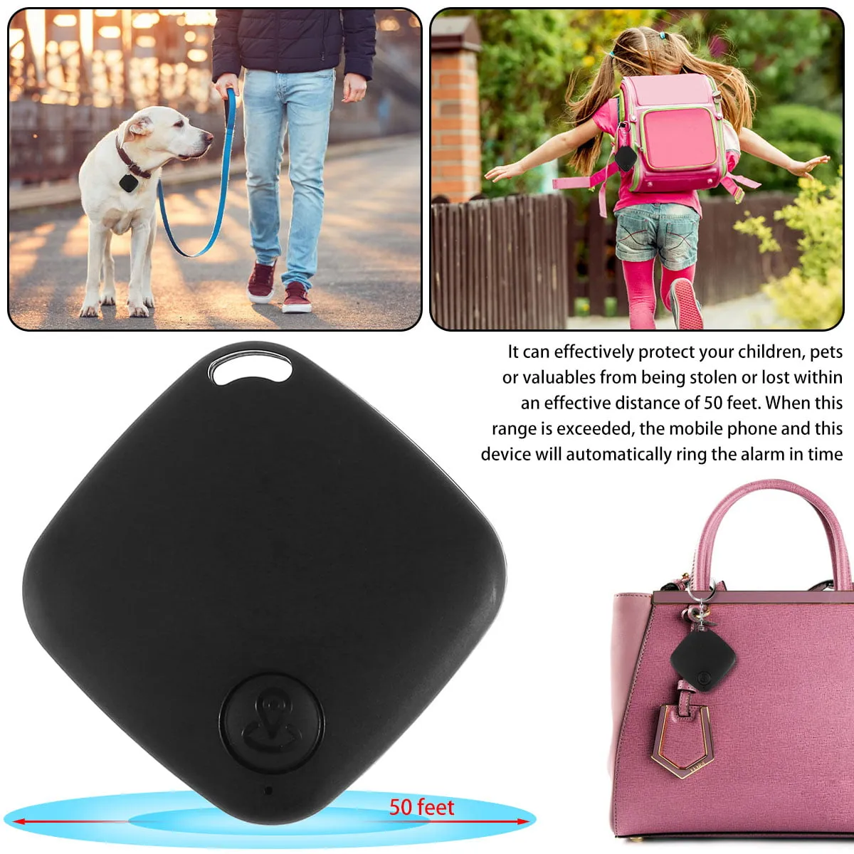 GUSTVE High Performance Bluetooth Tracker, Keys Finder and Item Locator for Keys, Bags, and More 15m/49.2ft for Kids Pet Wallet Bags iOS Android Compatible