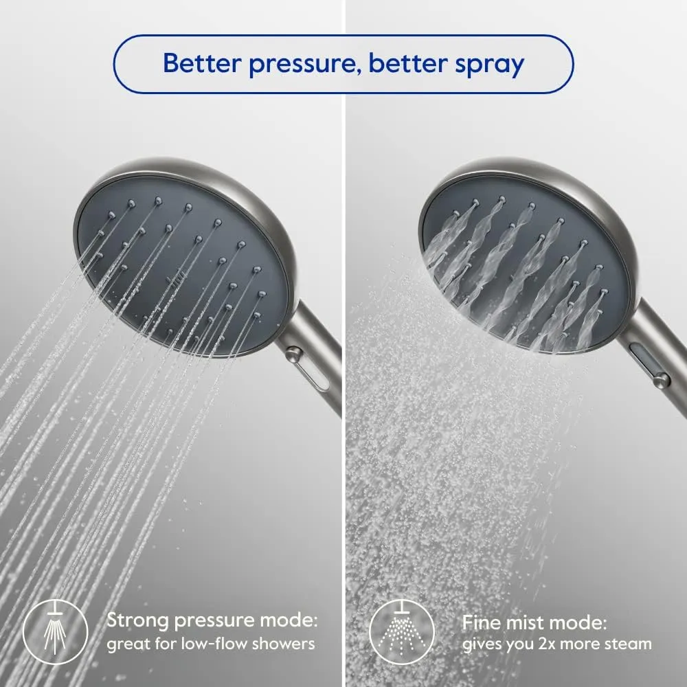 hai Smart Shower Head, Bluetooth Handheld Water Saving Showerhead with Adjustable High Pressure to Spa-Like Mist, Stainless Steel, Easy Installation, Customizable LED Lights, Persimmon, 2.5 GPM