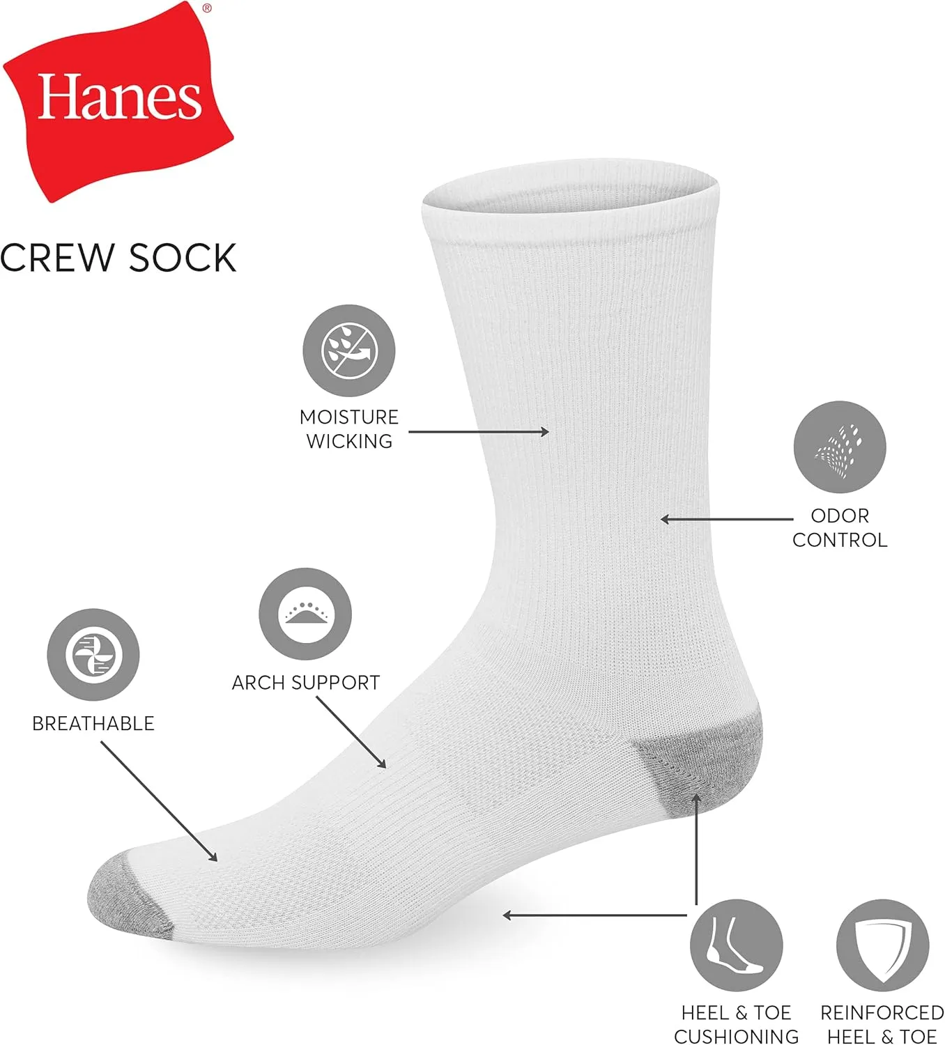 Hanes Men's Hanes Men's Socks, X-temp Lightweight Socks, Crew and Ankle, 12-pack