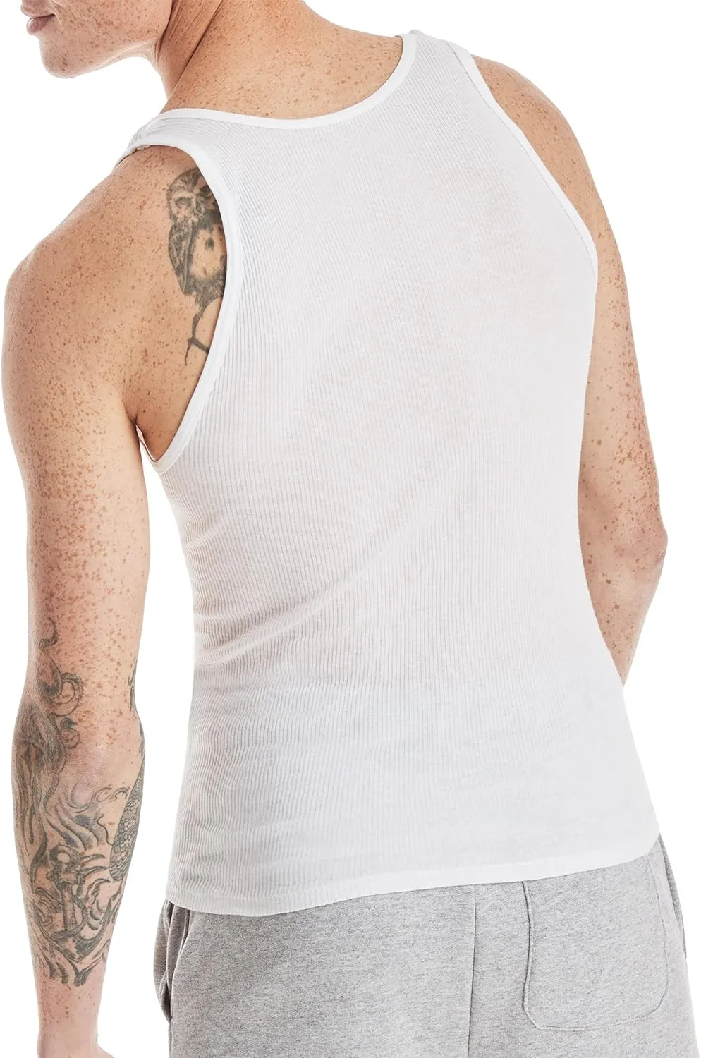 Hanes Men's Lightweight Cotton Moisture-Wicking Tank Undershirts (6 Pack)