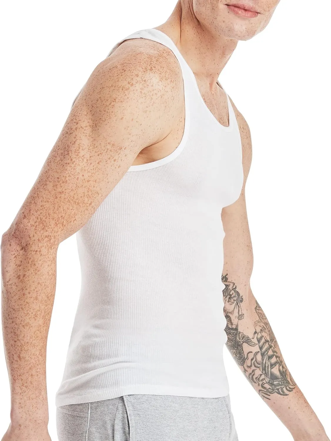 Hanes Men's Lightweight Cotton Moisture-Wicking Tank Undershirts (6 Pack)