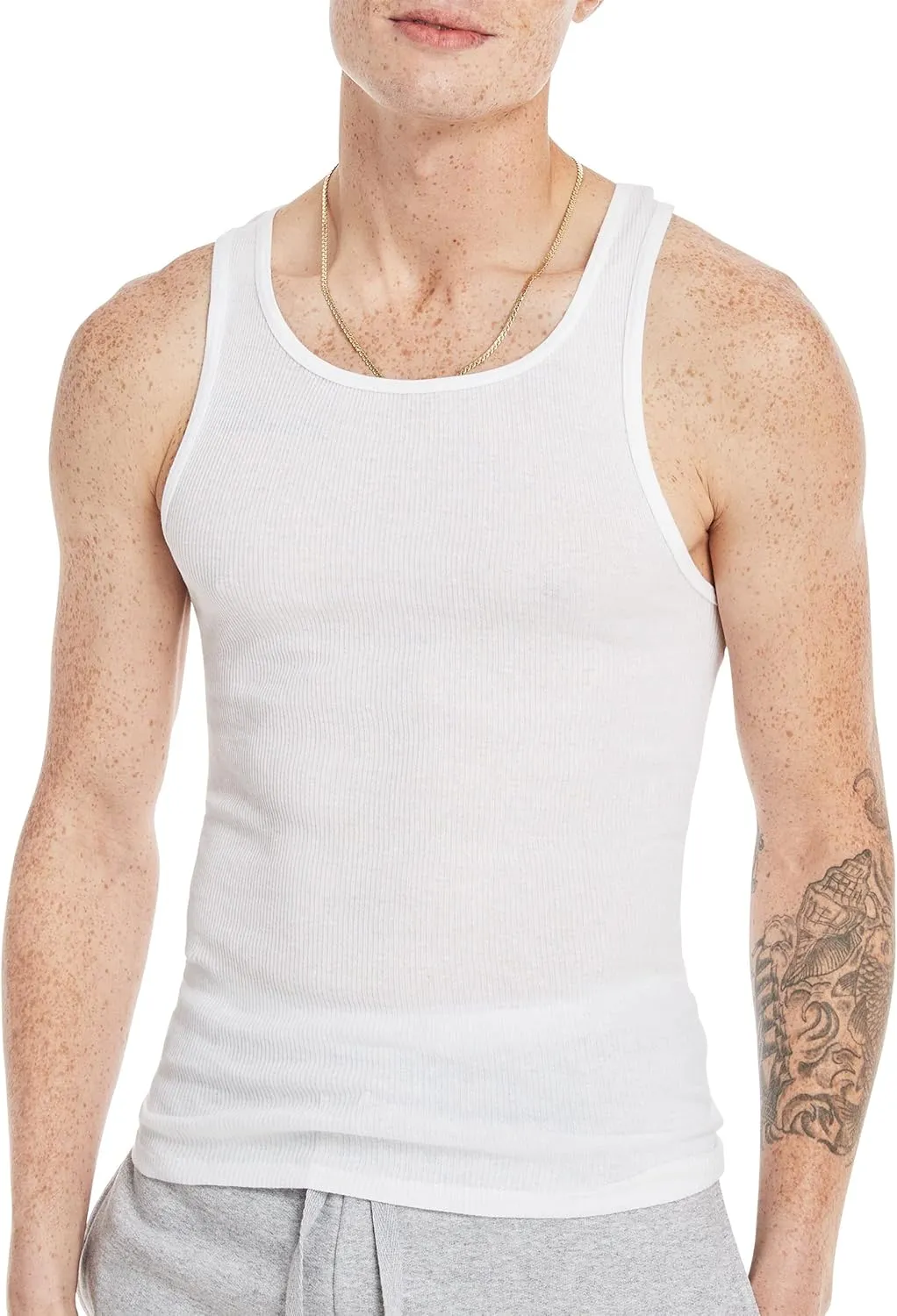 Hanes Men's Lightweight Cotton Moisture-Wicking Tank Undershirts (6 Pack)