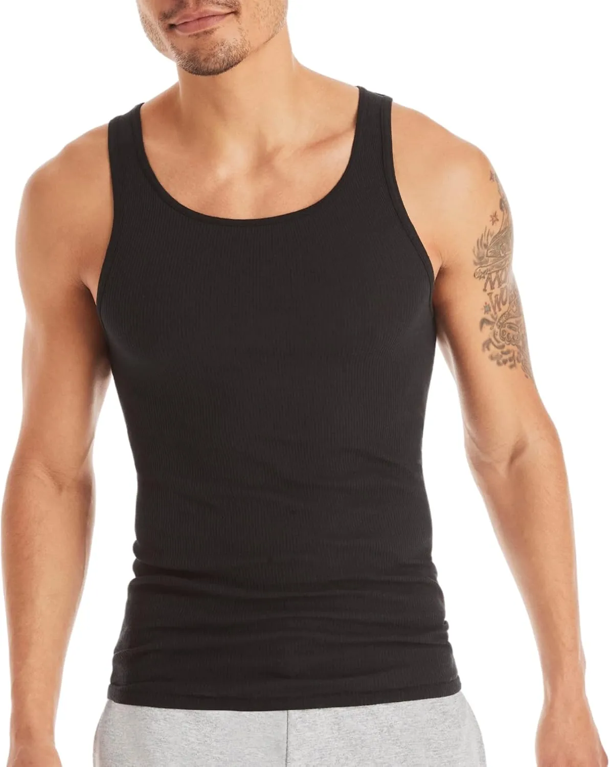 Hanes Men's Lightweight Cotton Moisture-Wicking Tank Undershirts (6 Pack)