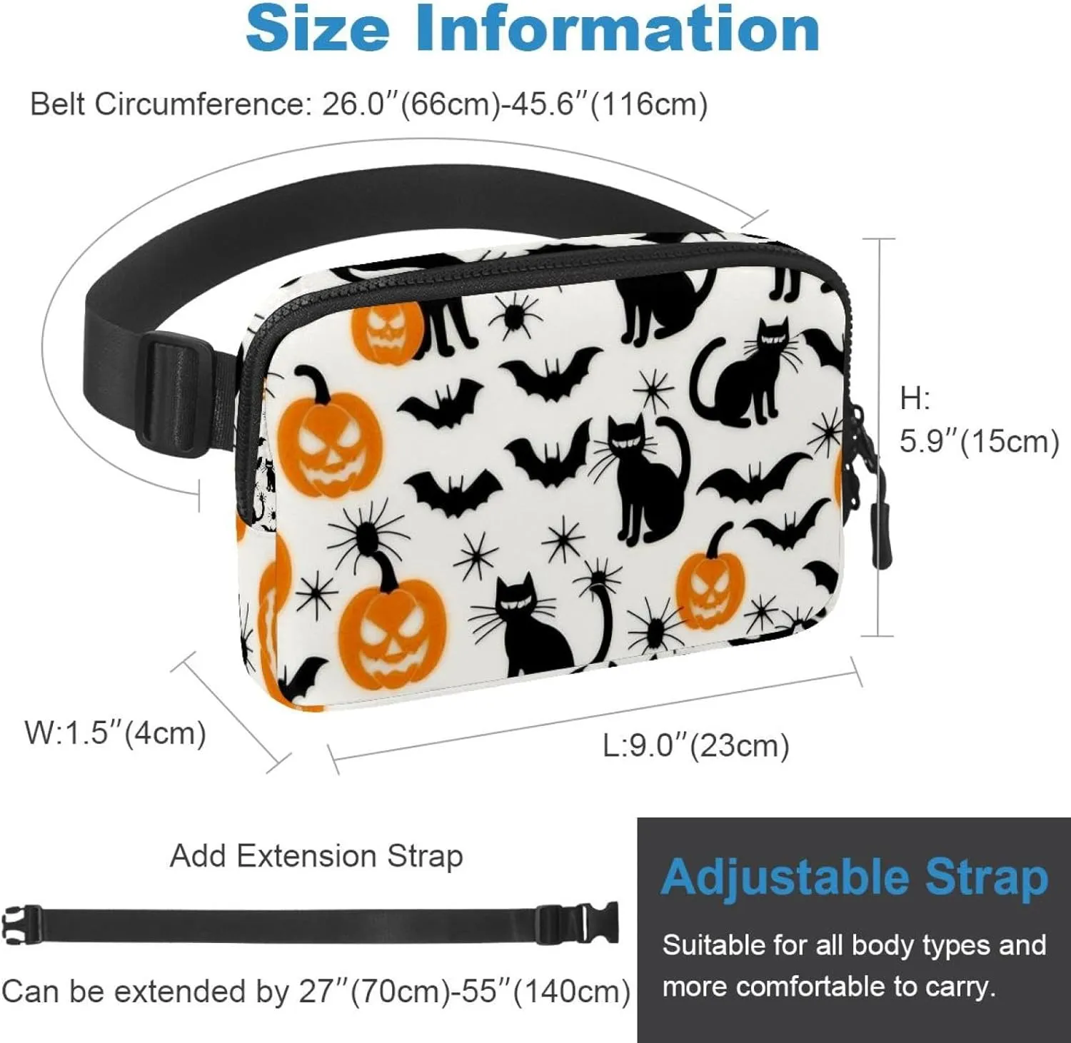 Happy Halloween-310 Crossbody Fanny Pack for Men&Women,Belt Bag for Travel Casual Walking Running Hiking Cycling