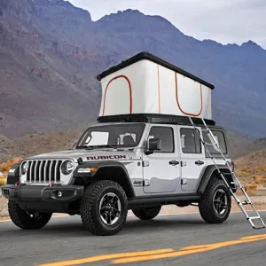 Hard Shell Roof Top Tent w/Thermal Insulated Lining & Roof Rack - Universal Fit for SUVs/Trucks, Weatherproof Windproof Car Tent, Easy Setup 2-3 Person Camping Shelter