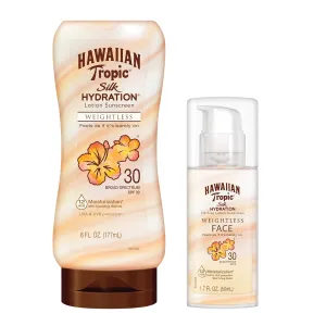 Hawaiian Tropic Silk Hydration Weightless Sunscreen Pack - SPF 30 Broad Spectrum Sunscreen Lotion (6oz) & Face Lotion (1.7oz)