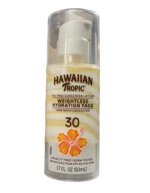 Hawaiian Tropic Weightless Hydration Lotion Sunscreen for Face SPF 30, 1.7oz (3 PACK) | Travel Size Sunscreen, Oil Free Face Sunscreen, Sunblock Face, Mini Sunscreen SPF 30, 1.7oz (1.7 fl. oz., 3)