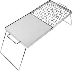 Heavy Duty 24” Stainless Steel Folding Campfire Grill Campfire Grill Grate and Griddle Camp Fire Grill With Folding Grill Design With Compact Storage