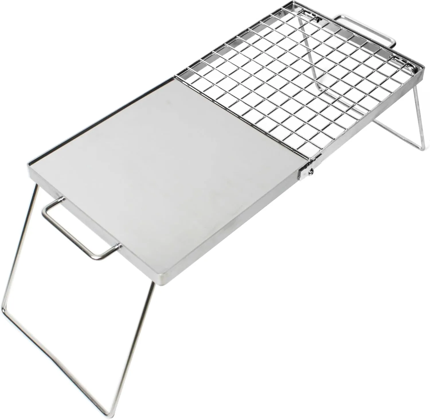 Heavy Duty 24” Stainless Steel Folding Campfire Grill Campfire Grill Grate and Griddle Camp Fire Grill With Folding Grill Design With Compact Storage