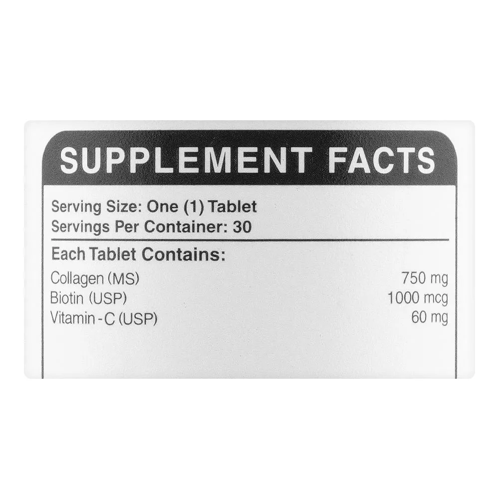 Herbiotics Collagen With Biotin & Vitamin C, For Healthy Skin, Hair & Nails, 750mg Dietary Supplement, 30-Pack