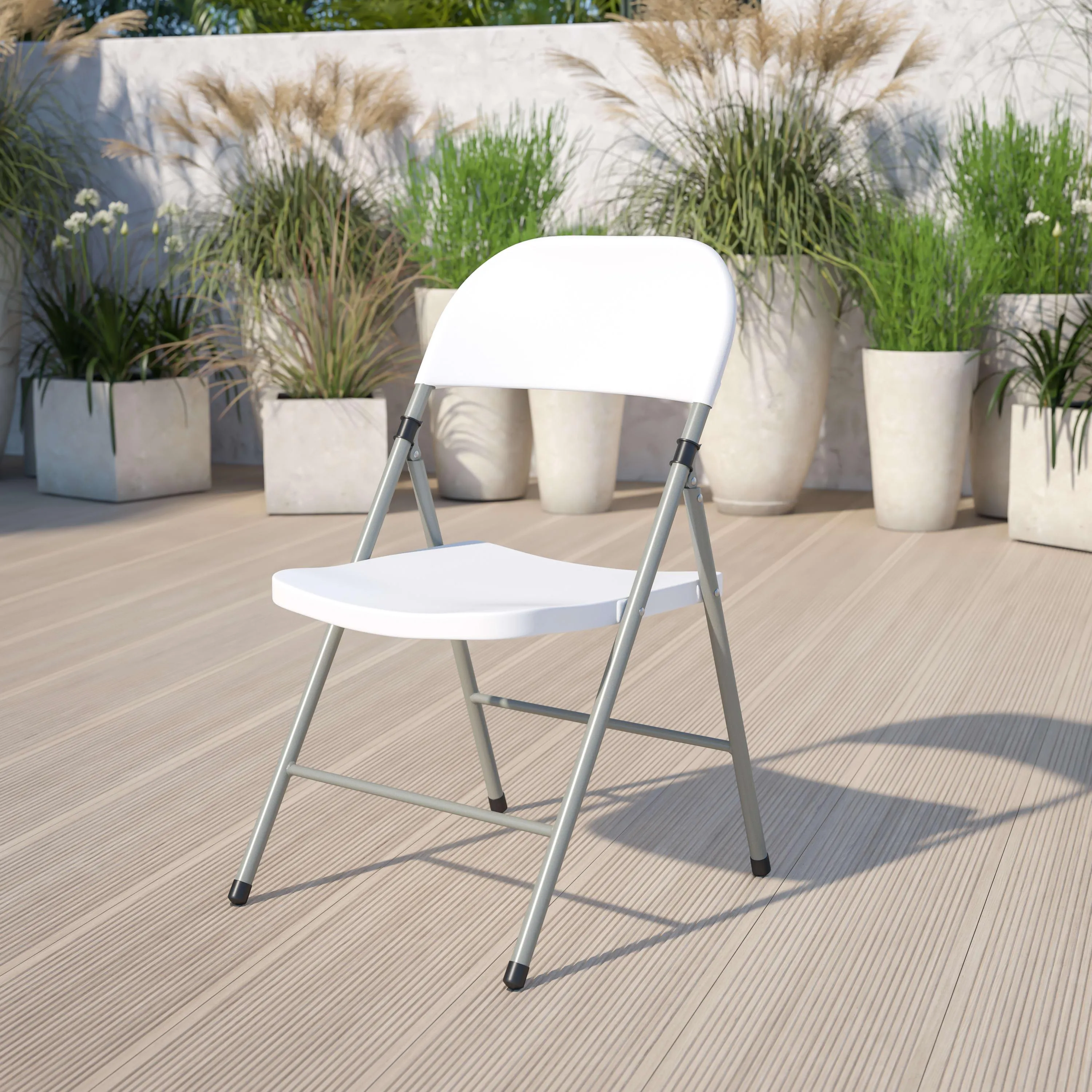 HERCULES Series 330 lb. Capacity Plastic Folding Chair with Gray Frame